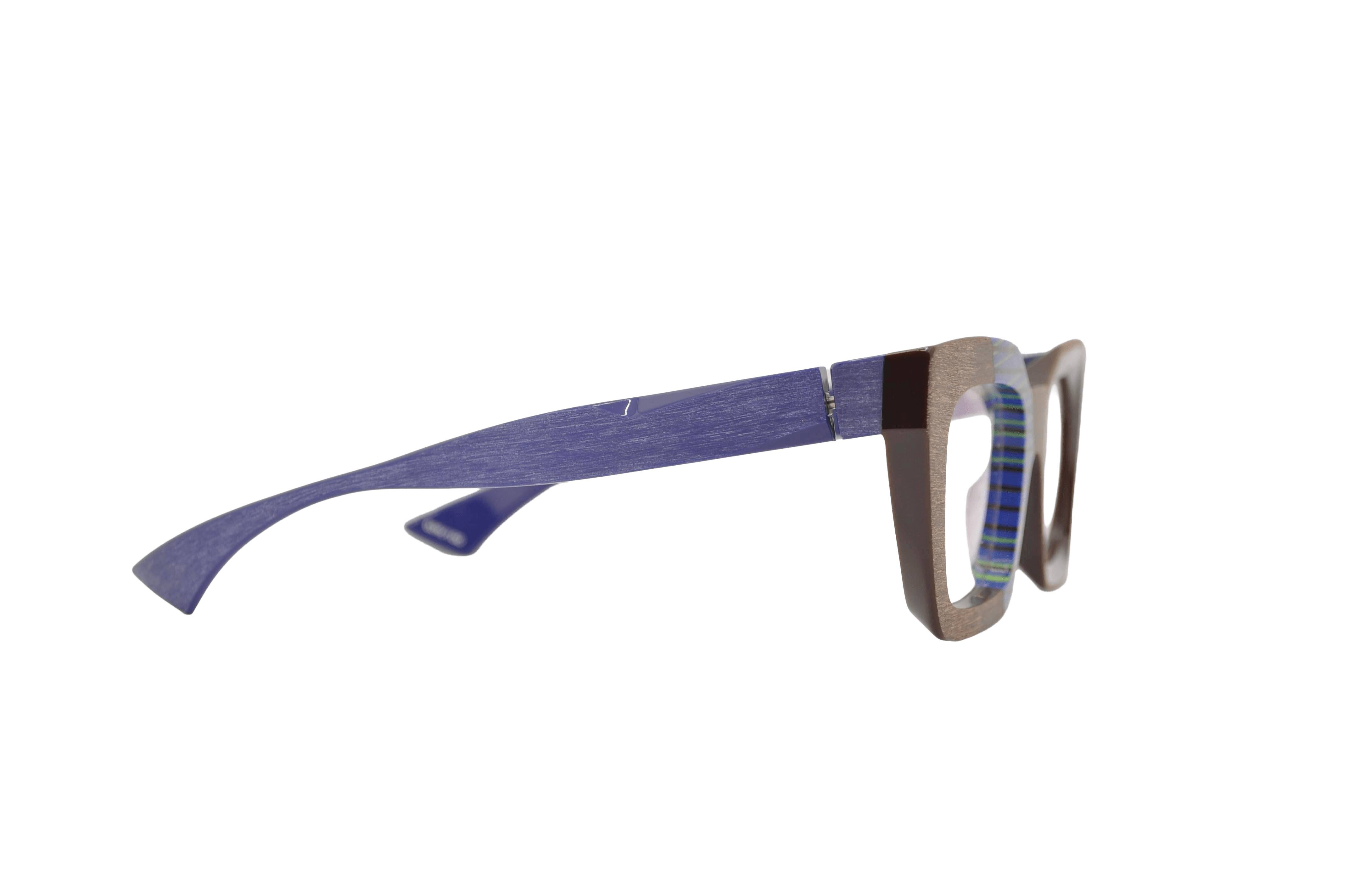 GLASSTYLIST_Piero Massaro Eyewear_PM 936_Suggestioni Urbane_Blu e Marrone