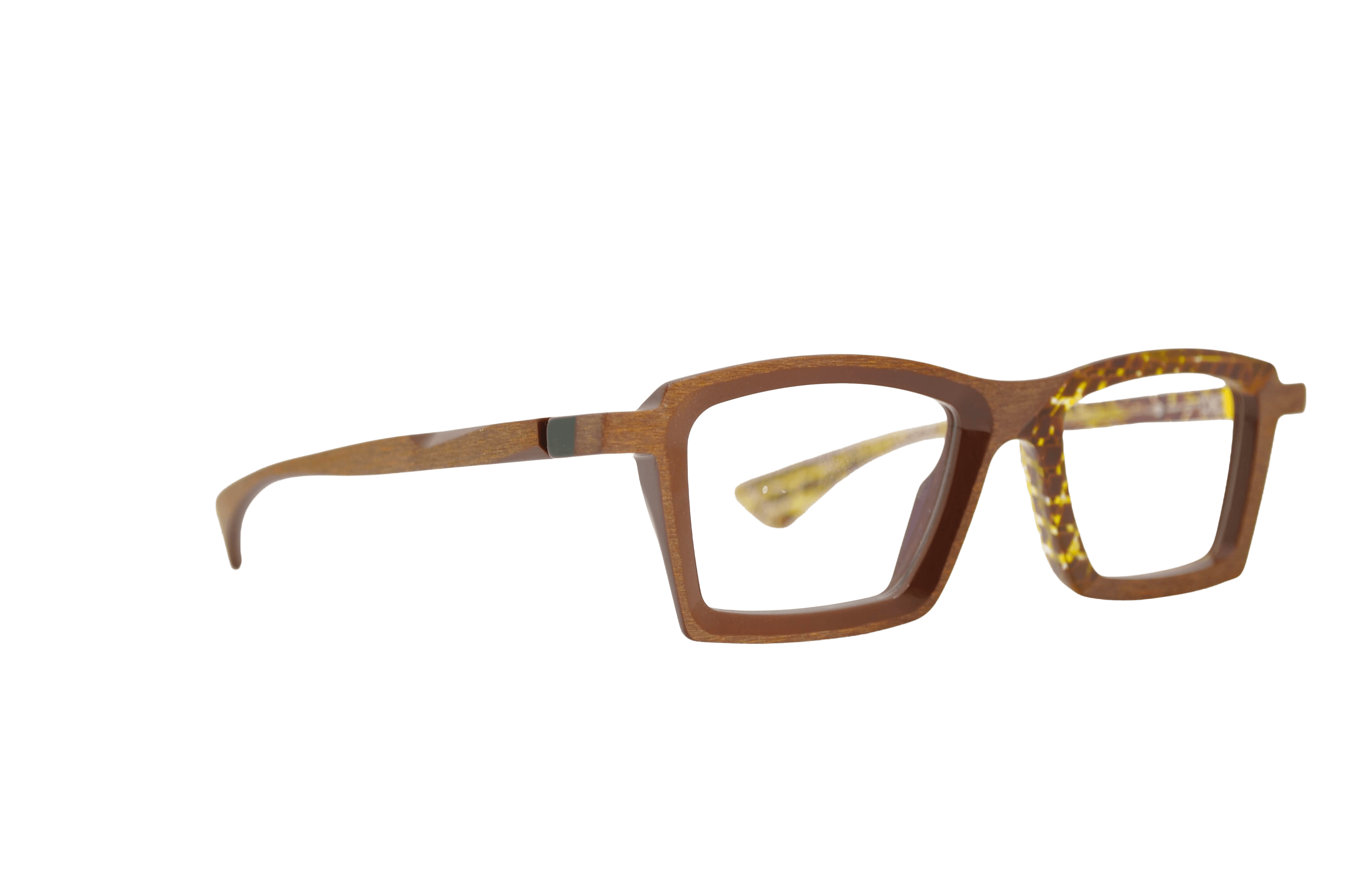 DIECIDECIMI_GLASSTYLIST_Piero Massaro Eyewear_PM 937_Suggestioni Urbane_Marrone e Verde Acido