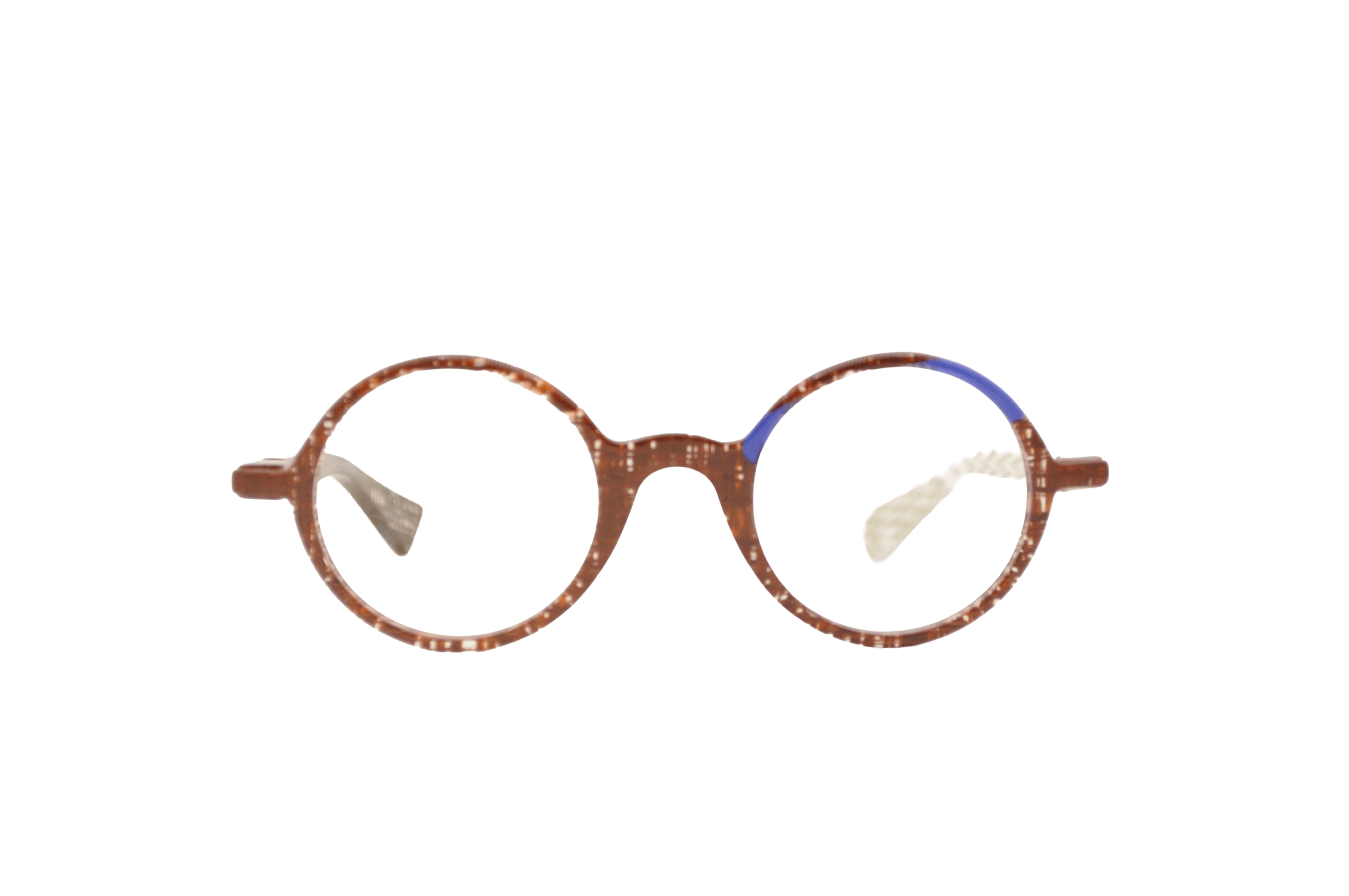DIECIDECIMI_GLASSTYLIST_Piero Massaro Eyewear_PM 494_Trame di Colore_Marrone e Blu